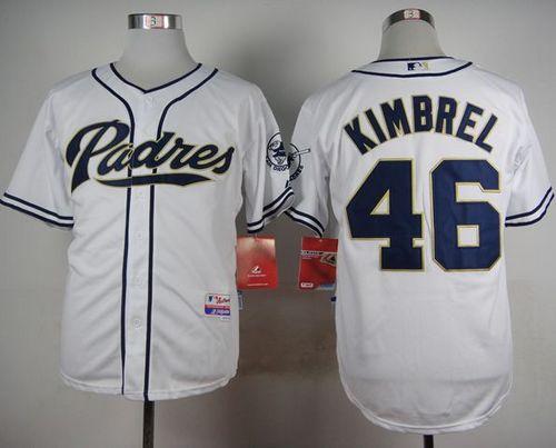 Padres #46 Craig Kimbrel White Cool Base Stitched MLB Jersey - Click Image to Close
